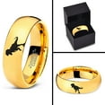 thumbnail image 4 of Tungsten Tyrannosaurus Rex Band Ring 7mm Men Women Comfort Fit 18k Yellow Gold Dome Polished, 4 of 4