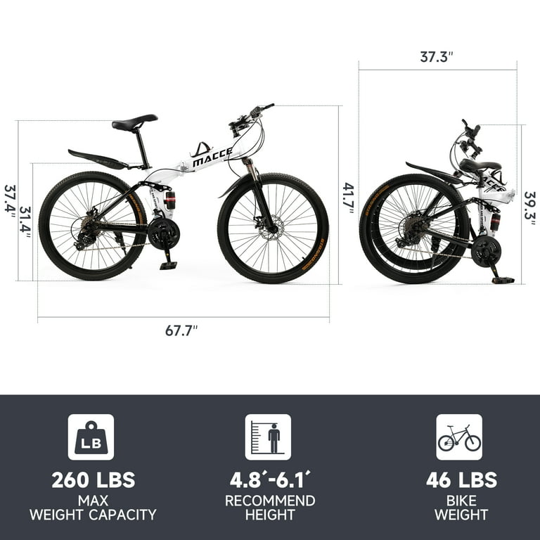 ARTUDATECH 26 Carbon Frame Folding MTB 27 Speed Full Suspension Aluminum Rims Adult Mountain Bike Walmart