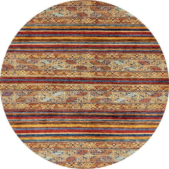 Ahgly Company Indoor Round Abstract Brown Red Abstract Area Rugs, 4' Round