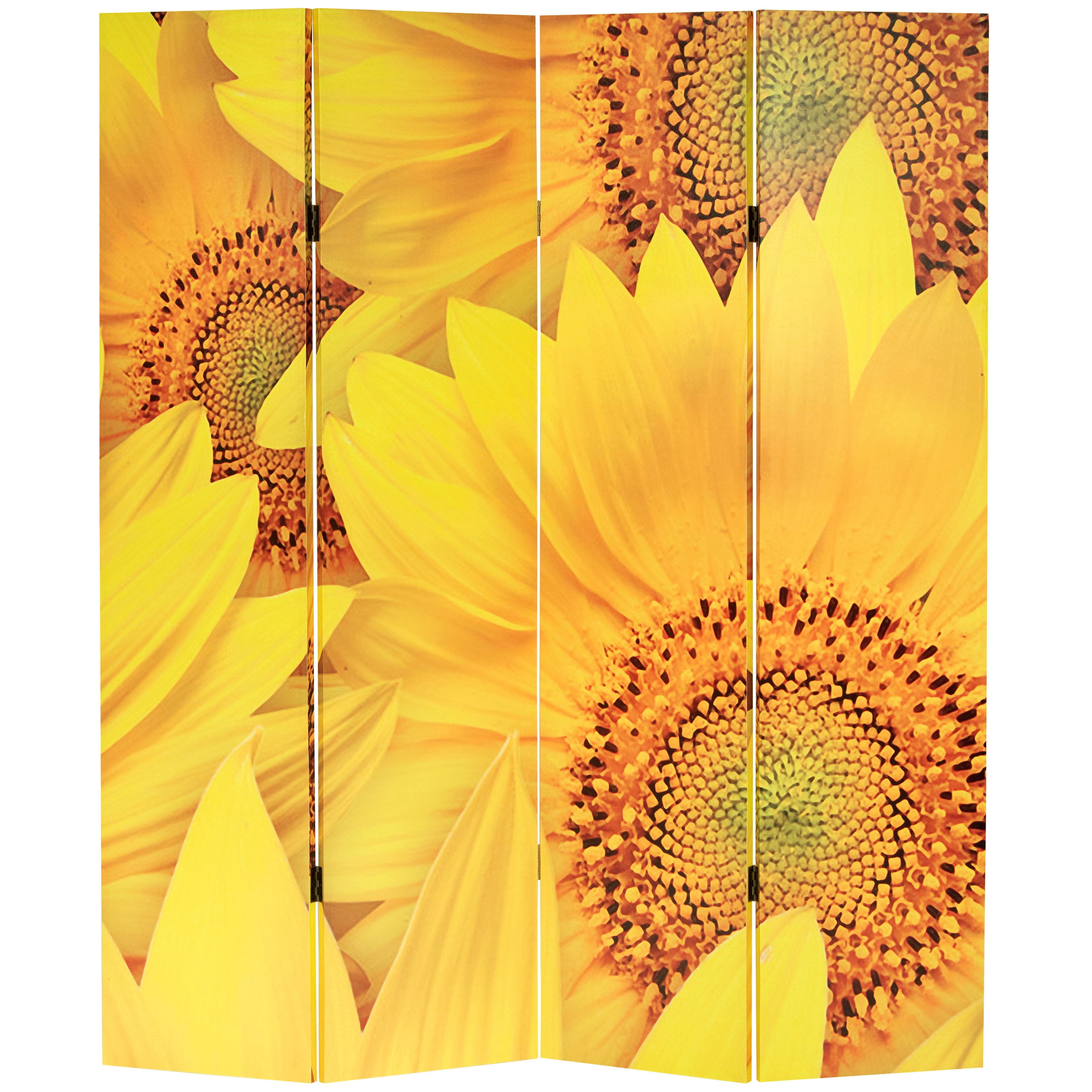 Oriental Furniture 6 ft. Tall Sunflowers Canvas Room Divider - 4 Panel