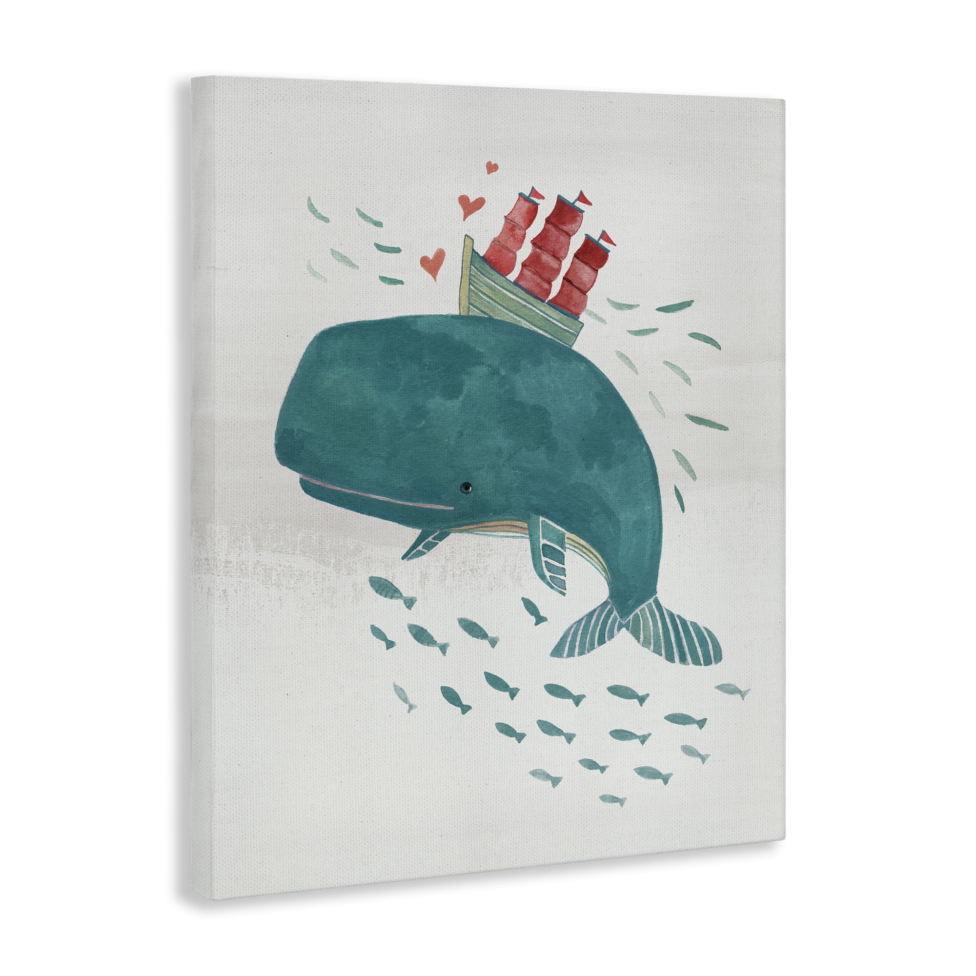 Stupell Industries Whale & Sailboat Diving Nautical & Beach Painting Wrapped Canvas Art Print Wall Art, 36 x 48