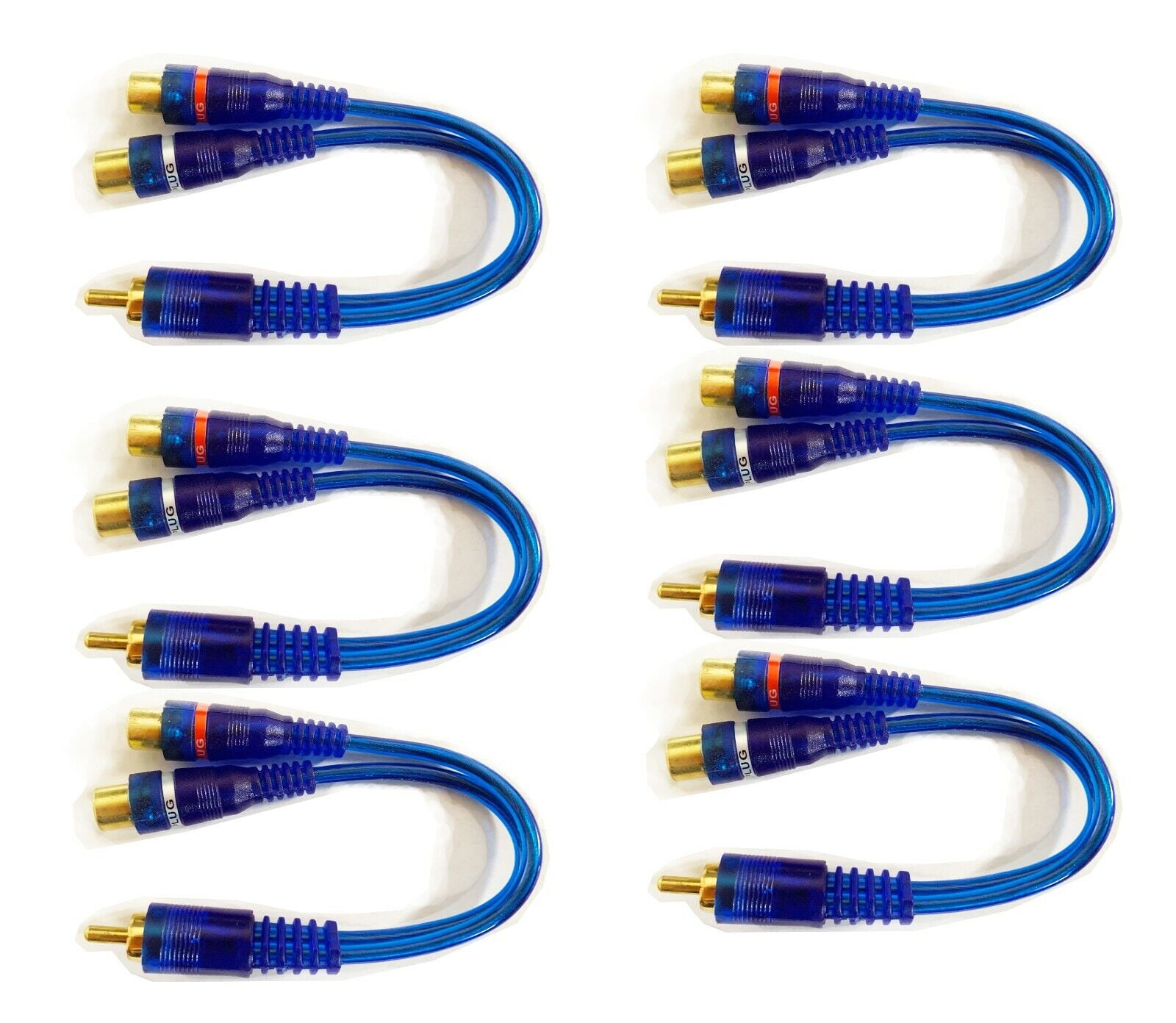 Audiotek ATY2F1M RCA YAdapter 1 Male 2 Female Gold Plated Splitter 6 Pieces Bundle