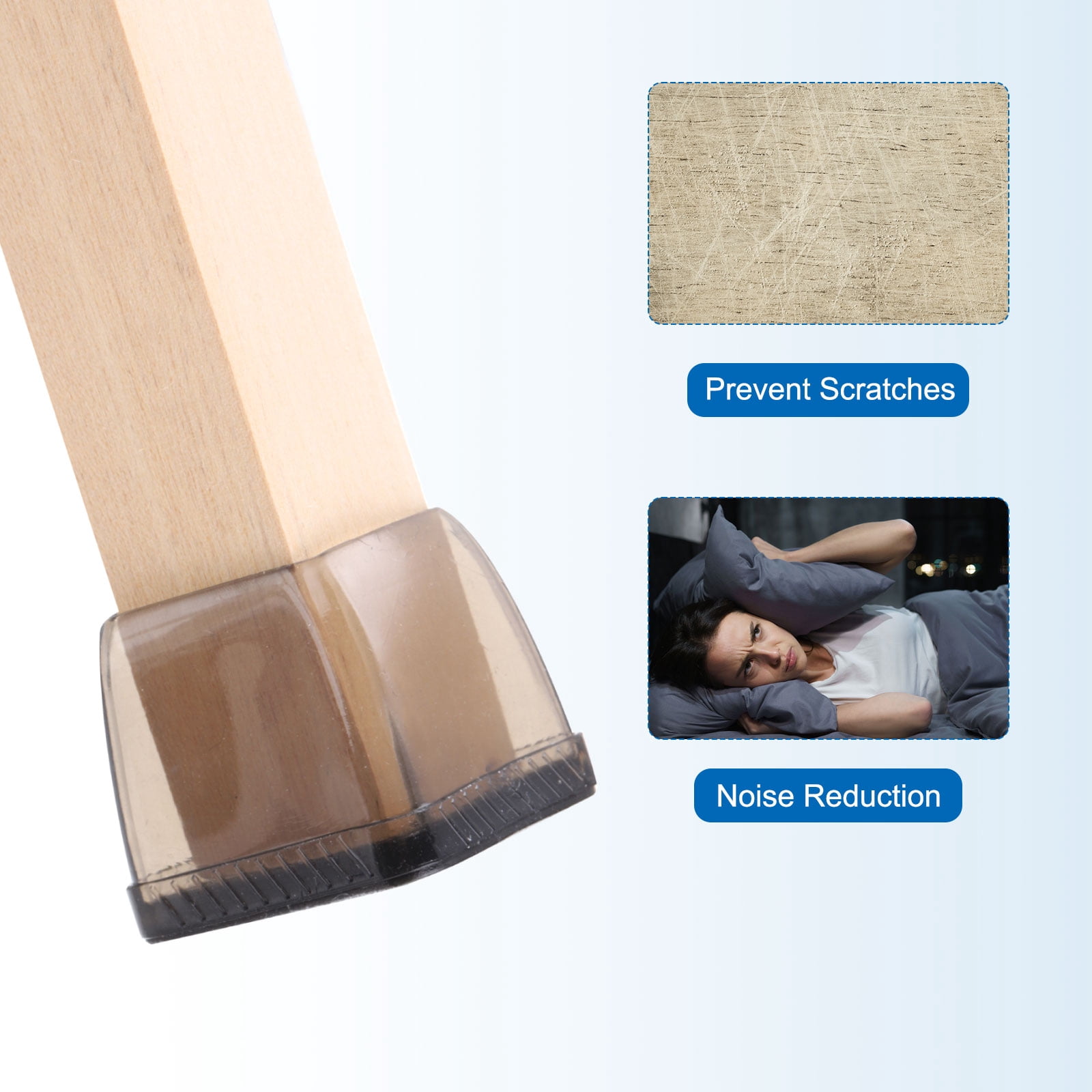 Unique Bargains Hardwood Square Chair Leg Floor Protectors Black for 1.1"–1.4" Chair Leg