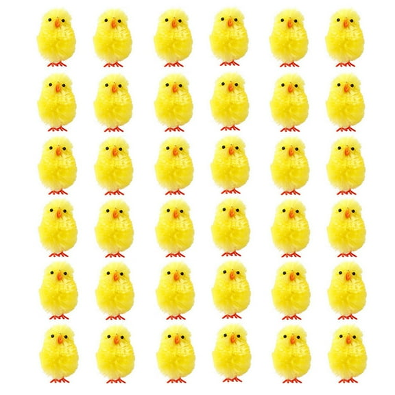 WINDLAND 36Pcs Cute Simulation Mini Easter Chicks Fuzzy Fluffy Yellow Chicken for Easter Egg Hunt Basket Filler Party Favors Decoration Kids Learning Toys