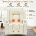 thumbnail image 4 of YODOLLA Massage Manual Recliner Chair with Heat and Vibration Massage, PU Leather Swivel Rocker Recliner Chair for Adults with 2 Cup Holders, Remote Control-Cream White, 4 of 8
