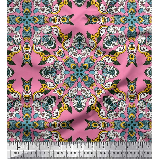 Soimoi Tissu en Velours Imprimé Marocain 1 Yard 58 Pouces de Large