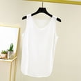 thumbnail image 2 of Hinvhai Womens Solid Color Asymmetrical Hem Sleeveless Round Neck Tank Top Casual Basic Layering Blouse White L(L), 2 of 5