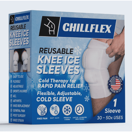 Chillflex Compression Ice Pack Sleeve for Men and Women-Single Pack Ice Pack for Knee Pain Relief, Women Running Knee Pain, Sports Ice Pack for Recovery, Cold Pack for Knee Injury-One Size Fits All