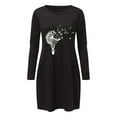 thumbnail image 3 of Lovzfmll Skater Dresses for Women, Women's Printed Long Sleeve Pockets Casual Dress Loose Dresses Black X5XL, 3 of 8