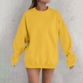 thumbnail image 4 of Women's Fleece Lined Round Neck Long Sleeve Sweatshirt, No Hood Loose Fit Casual Pullover Top with Solid Color Design for Daily Wear, Student Couple Outfits and Banquet Appropriate Wear Yellow XXL, 4 of 4