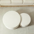 thumbnail image 6 of Resenkos Nesting Coffee Table Set of 2, Upholstered Round Foam Tables for Living Room, Side/End Table Ottoman, No Assembly - Beige, 6 of 20