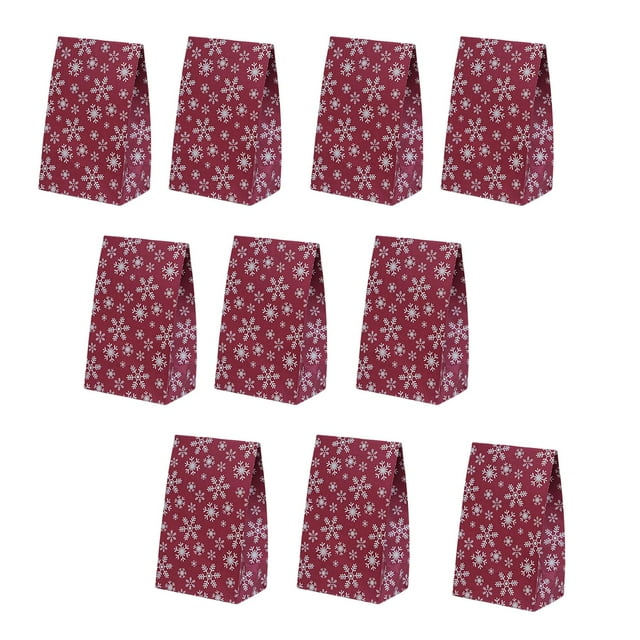 10 bolsas de papel kraft para regalo de Navidad, bolsas para golosinas, diseño con elementos navideños, bolsas para dulces, bolsas para regalos para Rojo y
