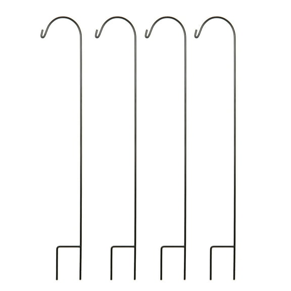 Hosley Set of 4, 33 inch High, Black Metal Shepherd Hooks