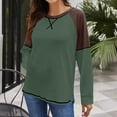 thumbnail image 2 of Lenpel Women's Tunic Tops Casual Crew Neck Side Split Color Block Long Sleeve T Shirts Loose Trendy Blouses, 2 of 7