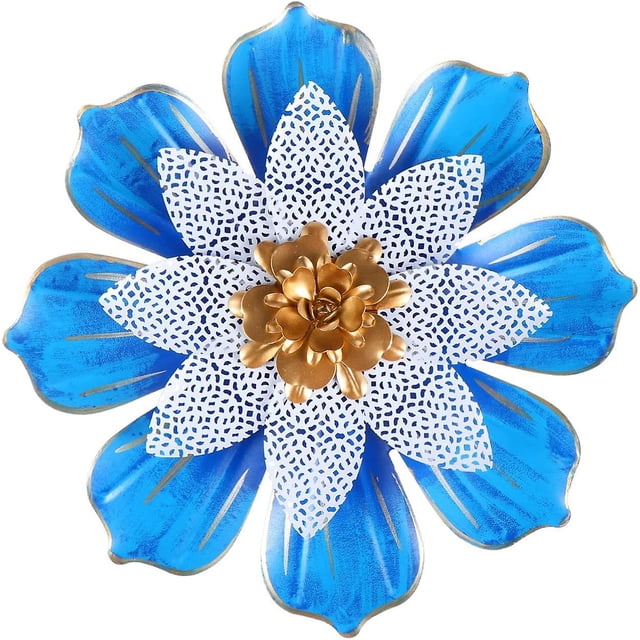 Flores de metal arte de la pared decoración del hogar 3d pétalo hueco flor decoración de la pared floral colgante de pared escultura decoración para oficina, sala de estar, patio, cocina, jardín