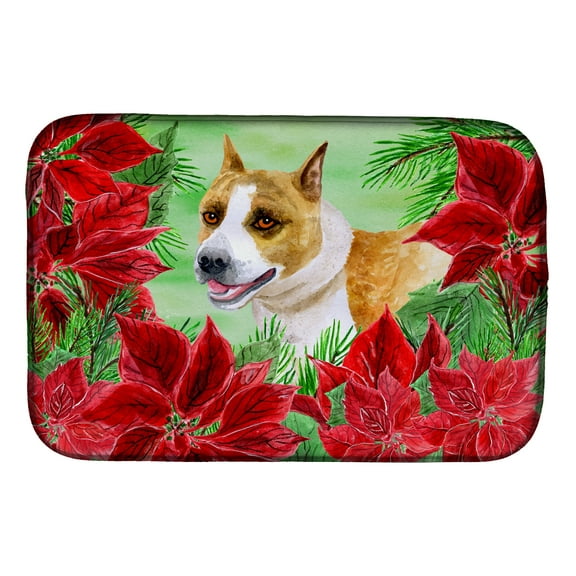 American Staffordshire Poinsettas Dish Drying Mat