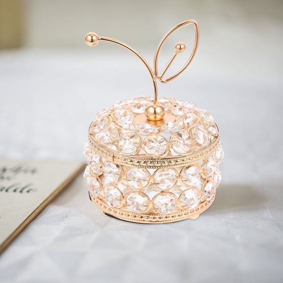 Pretyzoom Crystal Trinket Box Crystal Jewelry Box Elegant Iron Display 1Pcs for Women