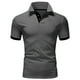 thumbnail image 1 of Playeras Elvqul Caballero Economicas de Color Sólido Manga Corta Gris Oscuro Solapa Abotonada, 1 of 2
