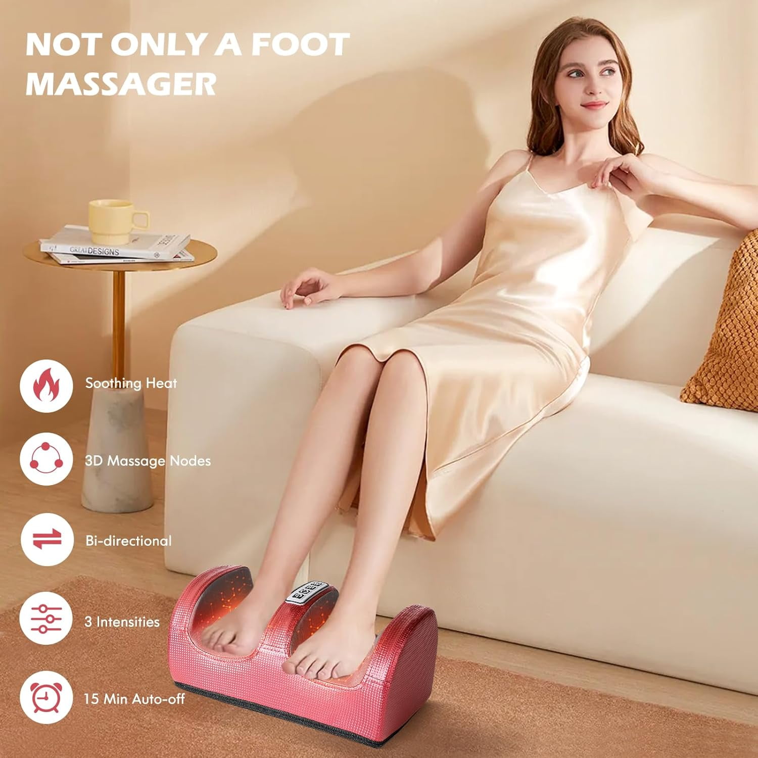 Hinzonek Foot Massager Machine Massage,Feet Massager, Chronic Nerve Pain Therapy Spa Gift Deep Kneading Rolling Massage for Leg Calf Ankle, Electric Shiatsu Foot Massager,3 Intensity Levels