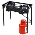 thumbnail image 3 of Costway Double Burner Gas Propane Cooker Outdoor Picnic Stove Stand BBQ Grill, 3 of 10