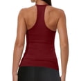thumbnail image 5 of OIUUAK Women Workout Tank Tops, V Neck Racerback Y2K Going Out Ribbed Basic Slim Fit Yoga Gym Workout Shirts 2026 Summer Camisole Tee Blouse, Wine, 5 of 7