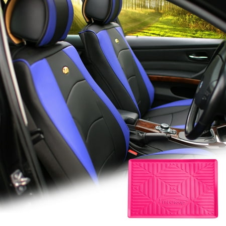 - FH Group Blue Black PU Leather Front Bucket Seat Cushion Covers for Auto Car SUV Truck Van with Magenta Dash Mat Combo