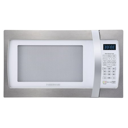 1100 Watt Microwave Countertop Farberware Professional FMO13AHTPLE 1.3 Cu. Ft. 1100-Watt Microwave Oven with Smart Sensor Cooking, White and Platinum ()
