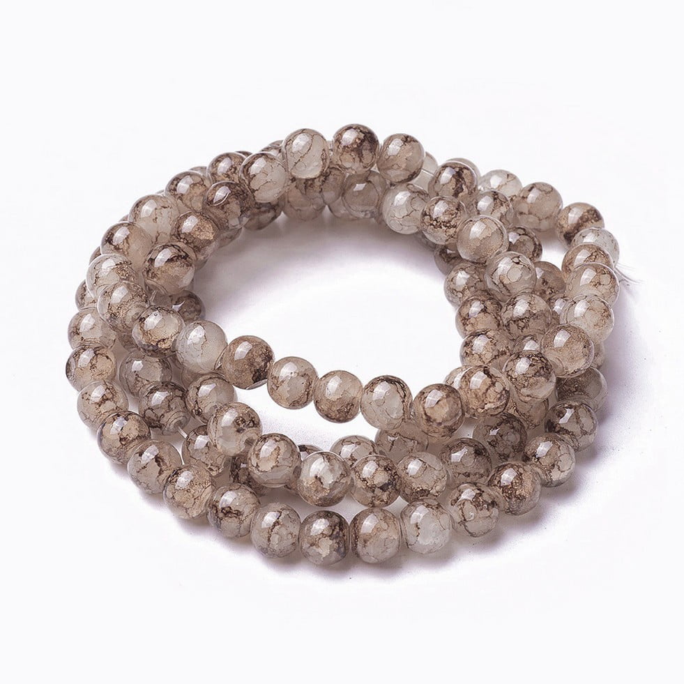 Spray Painted Glass Beads Strands Round Camel 8~8.5mm Hole: 1.5mm about 100pcs/strand 31.1 inch(79cm)