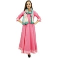 thumbnail image 6 of Bimba Flared Pom-Poms Cotton Pink Kurta Anarkali Classic Dress With Scarf-10, 6 of 8