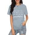 thumbnail image 3 of Gibobby Casual Playera de Manga Corta para Mujer Top moda para mujer, camisa con cuello redondo y estampado letras, camiseta informal manga corta con cuello redondo(Gris,CH), 3 of 5