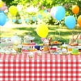 thumbnail image 4 of 3 Pcs Red Checkered Tablecloth 54 ×108 Inches Rectangle Red Gingham Tablecloth Disposable Plastic Waterproof Table Cover for Outdoor Picnic Kitchen Holiday Birthday Party, 4 of 10