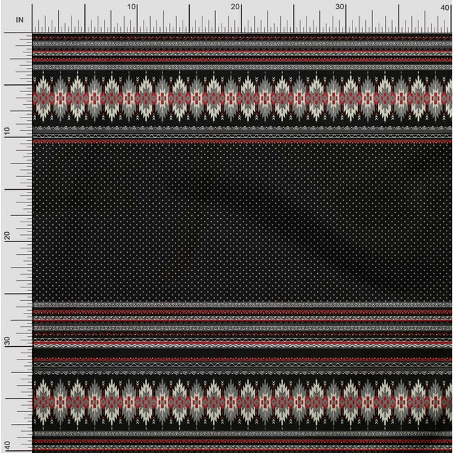 Soimoi Rayon Fabric Dot & Aztec Panel Print Sewing Fabric Yard 56 Inch Wide