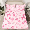 thumbnail image 2 of Feelyou Cute Princess Shose Full Size Sheets for Teen, Kawaii Pink Ribbon Bed Sheets, Cartoon Bowknot Bow Sheet Sets, Ultra Soft Bedroom Decor, 4 Pieces, 2 of 7