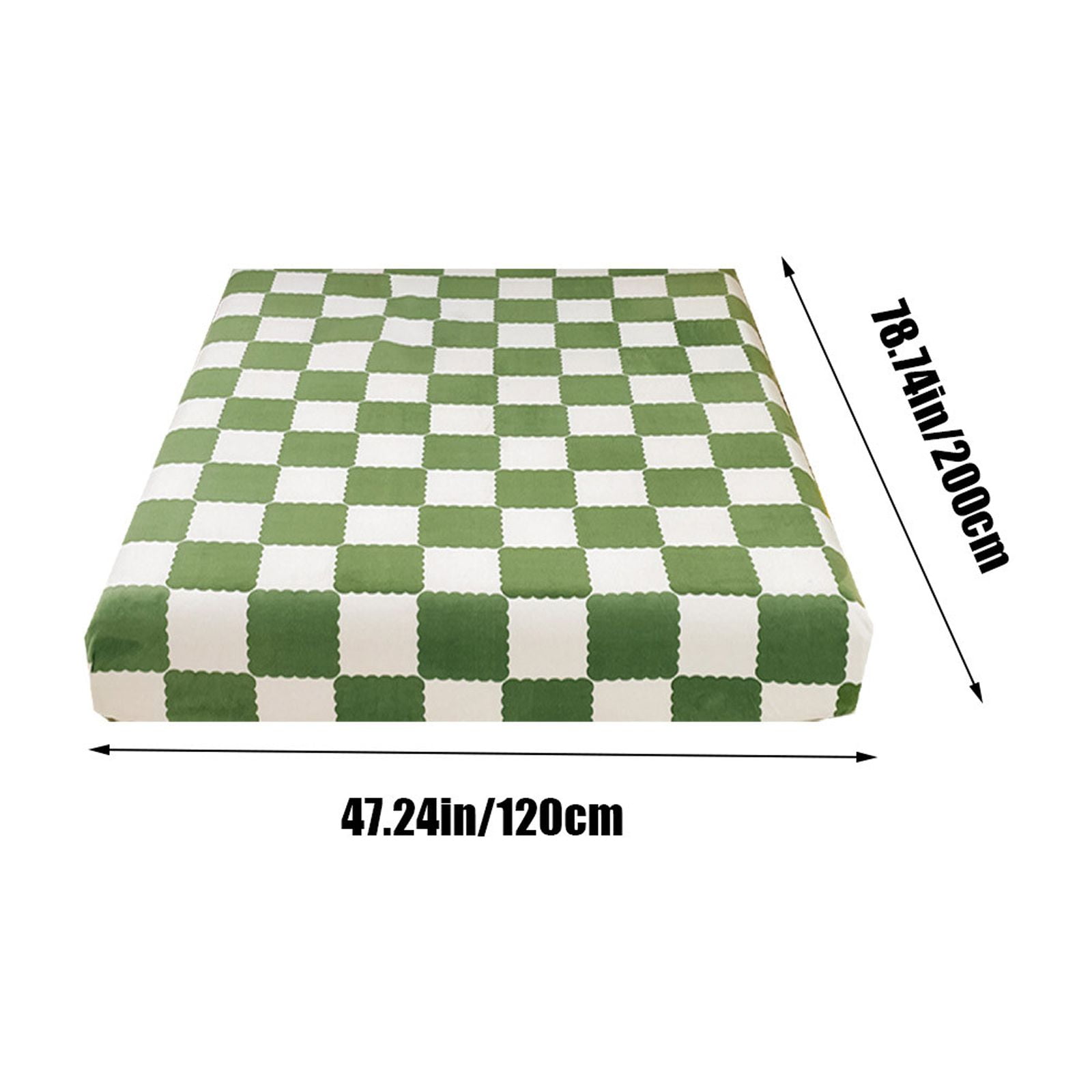 Quilted Fitted Sheet Winter Warm, Checkerboard Pattern Mattress Protector – Breathable Non-Slip Pocket Design, Soft Polyester Bed Cover for Care Bed, Home or Guest Room