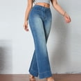 thumbnail image 5 of Women's High Waisted Straight Leg Jeans Pants Trousers Solid Color Stretchy Elastic Waistband Casual Daily Work Office Lounge Wear Travel Essentials for Women | Aestivo,Blue L, 5 of 7