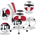 thumbnail image 3 of Emma + Oliver Mid-Back Red Mesh/White Frame Multifunction Ergonomic Office Chair with Arms, 3 of 12