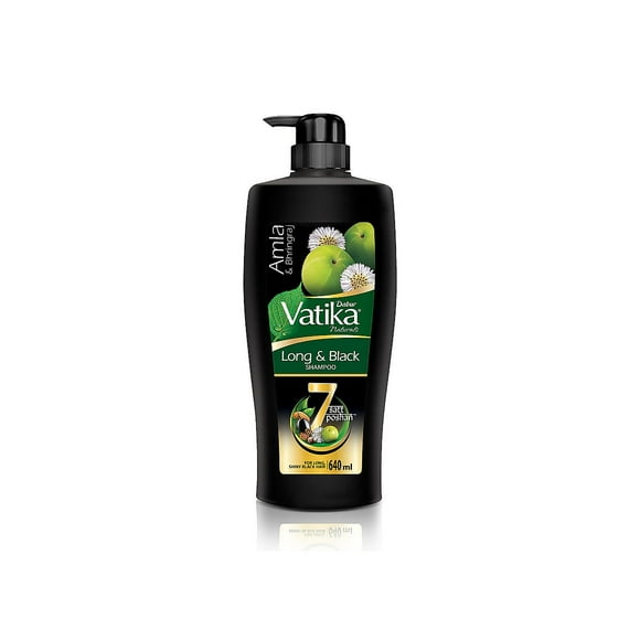 Dabur Vatika Long & Black Shampoo - 640ml | With Amla & Bhringhraj I For Shiny, Long & Black Hair | No Added Parabens | Provides Gentle Cleansing, Conditioning and Nourishment to Hair