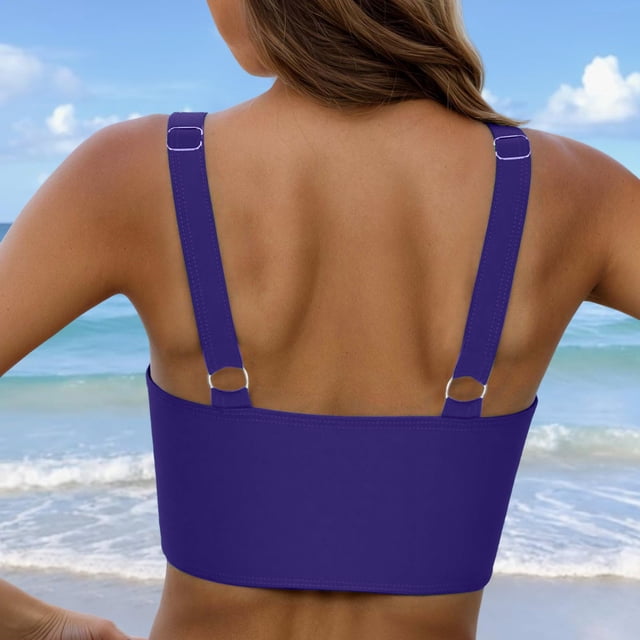 WILLBEST Traje de Baño Para Mujer, Conjunto de Tankini, Top de Bikini Con Espalda En U y Tirantes Ajustables Para Piscina, Playa, Deportes Acuáticos de Verano