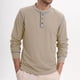 thumbnail image 1 of pstuiky camisetas de manga larga para hombre, Sudadera informal de color liso con botones y manga larga y cuello redondo para hombre camisetas de hombre l, 1 of 7
