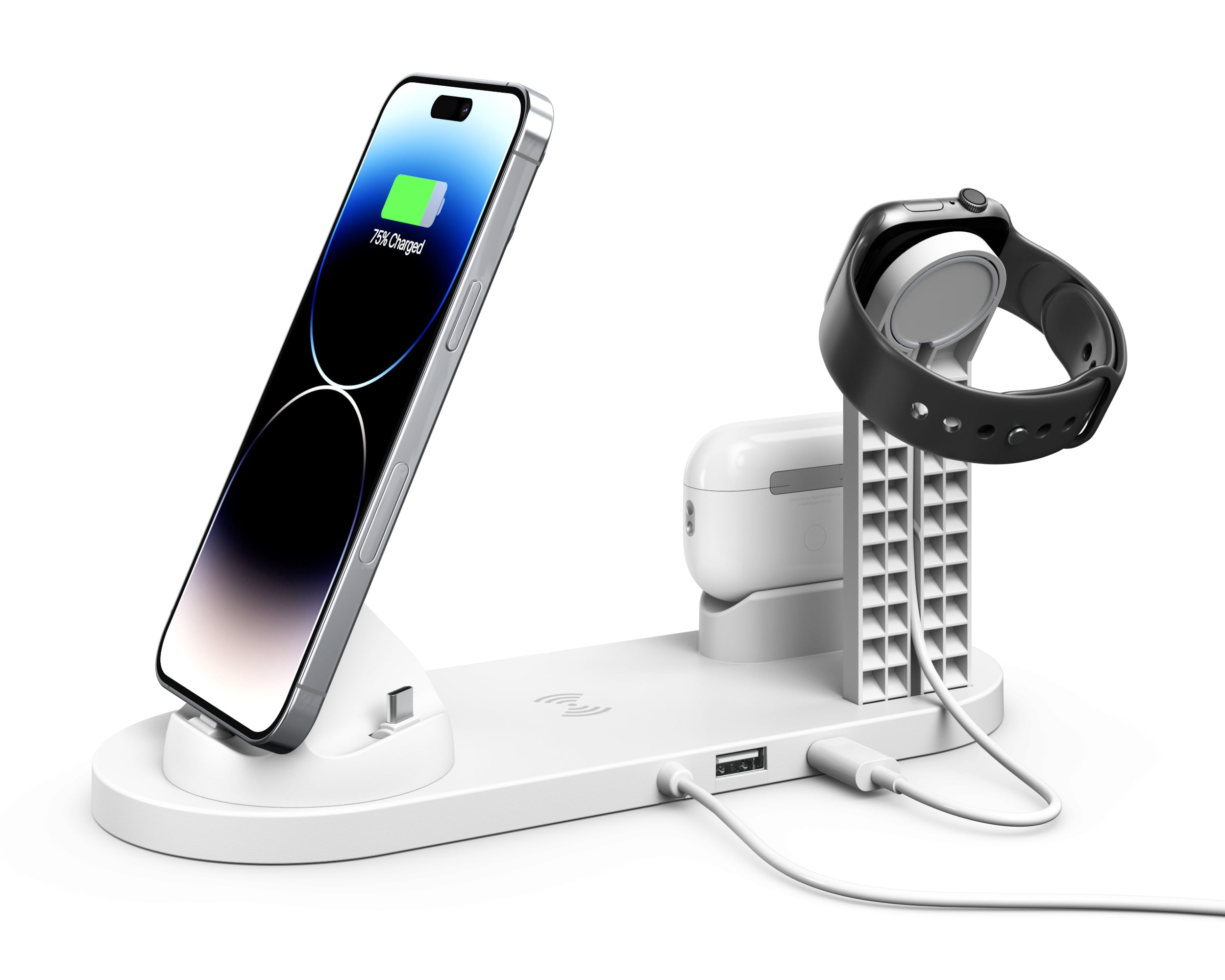 Egoelife Wireless Charger Mobile Phone Charging Station For Multiple Devices , Multi-in-one Charger, Fast Charging, White