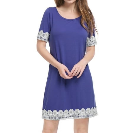 Ladies Fur Trimmed Leather Dress - Women Short Sleeves Above Knee Lace Trim Shift Dress