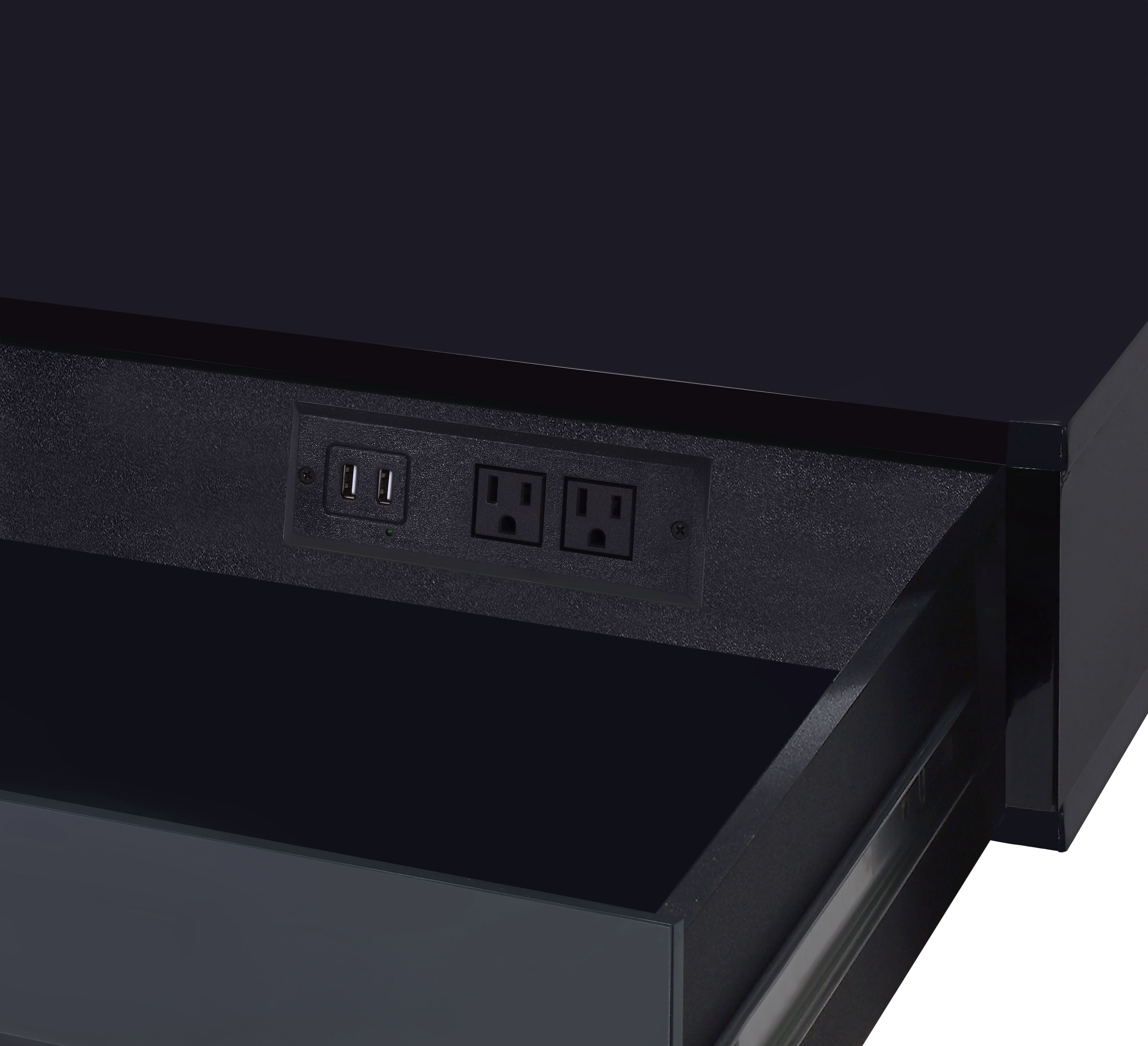 Writing Desk W/USB, High Gloss & Chrome Finish