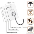 thumbnail image 3 of MSHUN All-Purpose Large Adhesive Hooks, Heavy Hold 37 lb(Max) Without Nails Self-Adhesive Traceless Wall Adhesive Hooks for Hanging Large Waterproof Stick on Hooks for Bathroom Kitchen Home (5-Pack), 3 of 9