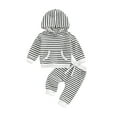thumbnail image 1 of Franhais Toddler Baby Unisex Casual Suit, Stripe Printed Long Sleeve Hooded Tops+Patchwork Long Pants, 1 of 8