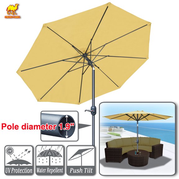 Strong Camel 10' Patio Umbrella 8 Ribs Outdoor Garden Market Parasol Sunshade with Tilt and Crank