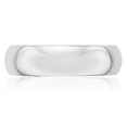 thumbnail image 4 of 14K Solid White Gold 6mm Half Round Plain Classic Wedding Band Ring, 4 of 11