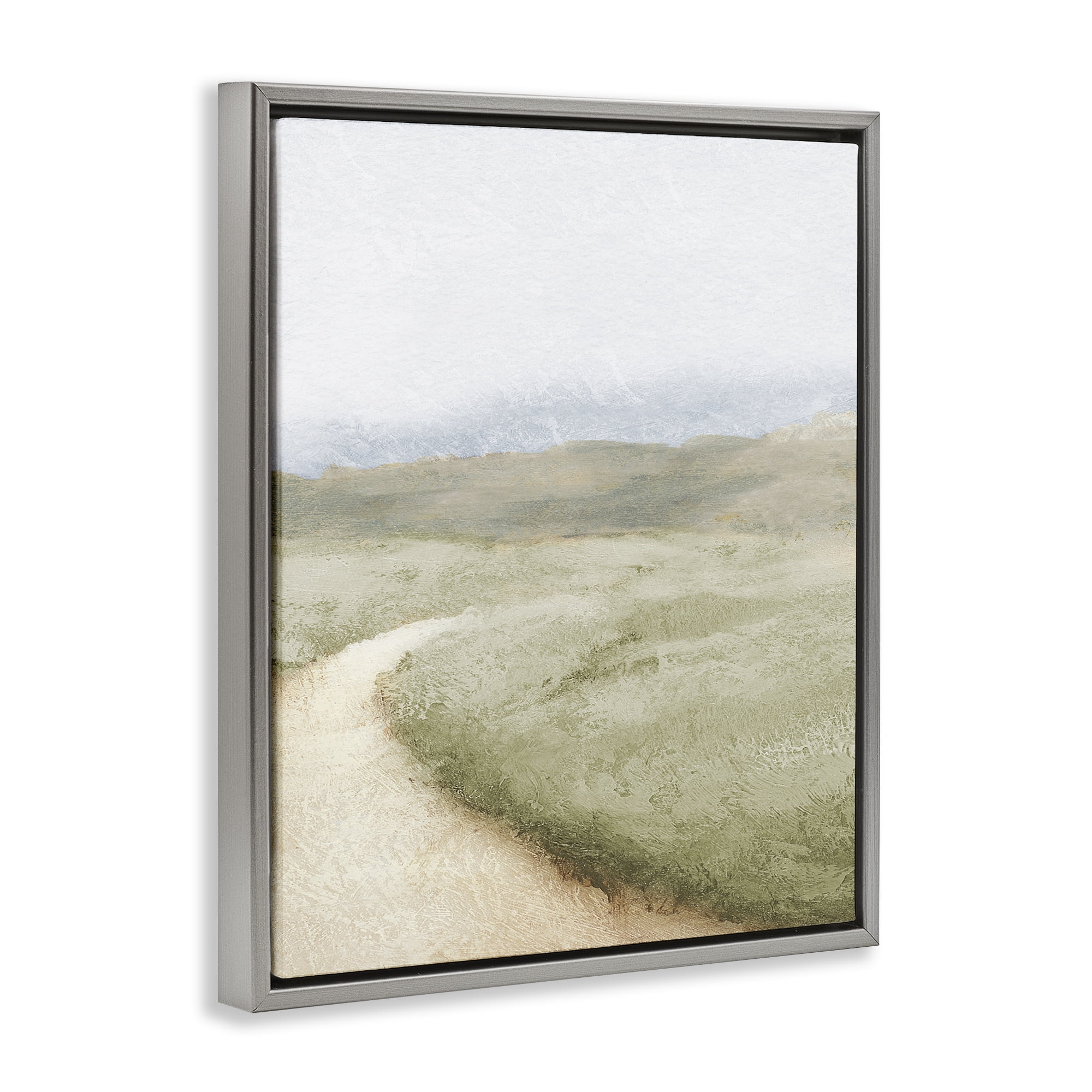Stupell Industries Green Pasture Quiet Landscape Gray Framed Floater Canvas Wall Art, design by Michael Marcon