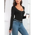 thumbnail image 4 of Sociala Long Sleeve Bodysuit for Womens One Piece Rompers with Thumb holes, 4 of 6