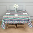 thumbnail image 3 of Pink and Blue Heart Shaped Boho Pattern Square Tablecloth,Waterproof Square Table Cover,Wipeable Spillproof Washable Table Cover for Home Kitchen Party Decor 52"x52"(132x132cm), 3 of 6