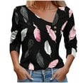 thumbnail image 2 of Craaazy Casual Printed T Shirts for Women V Neck Button Blouses Gifts, 2 of 5